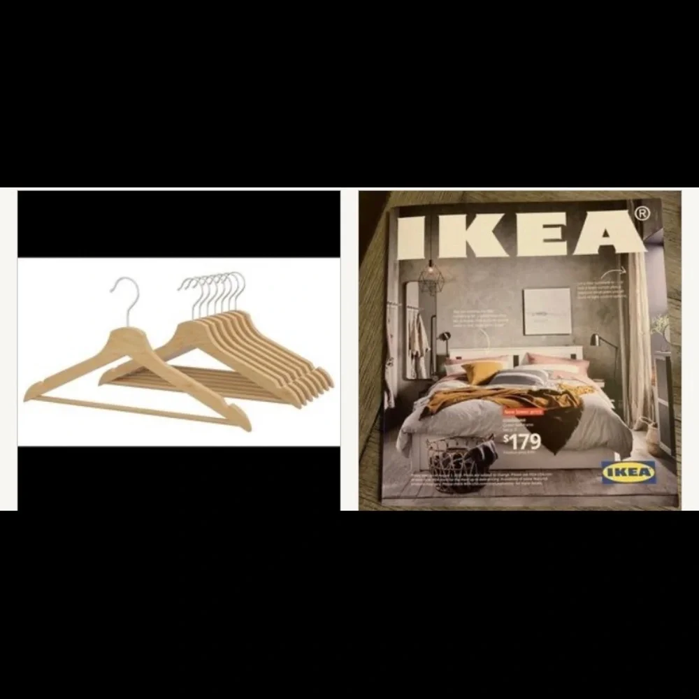 8 wooden closet clothing hangers IKEA BUMERANG + free catalogue last issue NEW